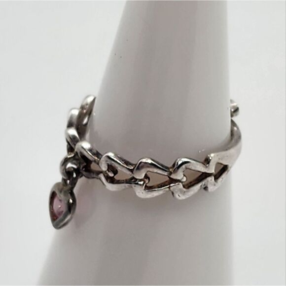 Avon RJ Graziano Sterling Silver & Pink Stone Adjustable Heart Ring - Picture 3 of 6